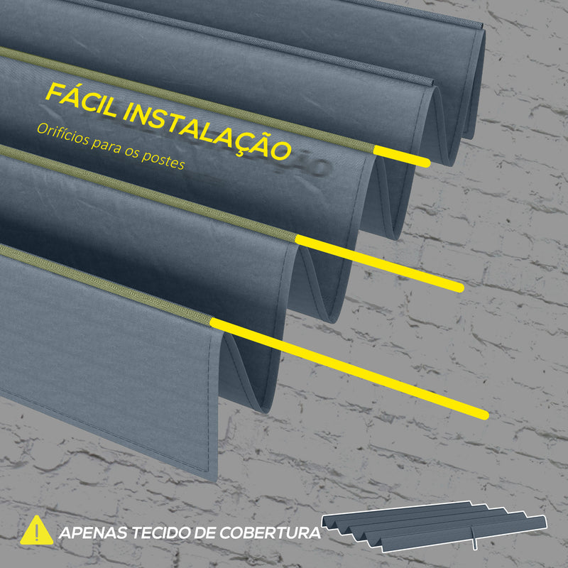 Cobertura para Pérgola Retrátil 286x245 cm Teto de Substituição para Pérgola com Proteção UV30+ para Pérgola de 3x2,15 cm Cinza