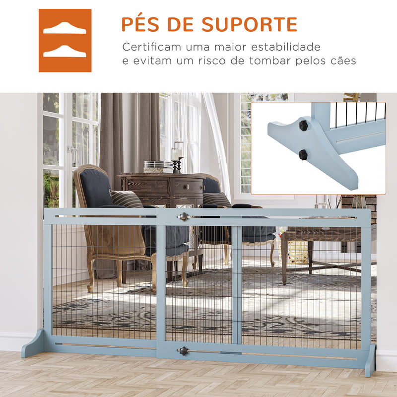 Barreira de Segurança para Cães de Madeira Extensível com Pés de Suporte Barreira de Proteção para Animais de Estimação para Portas Escada Corredor 104-183x36x69 cm Cinza