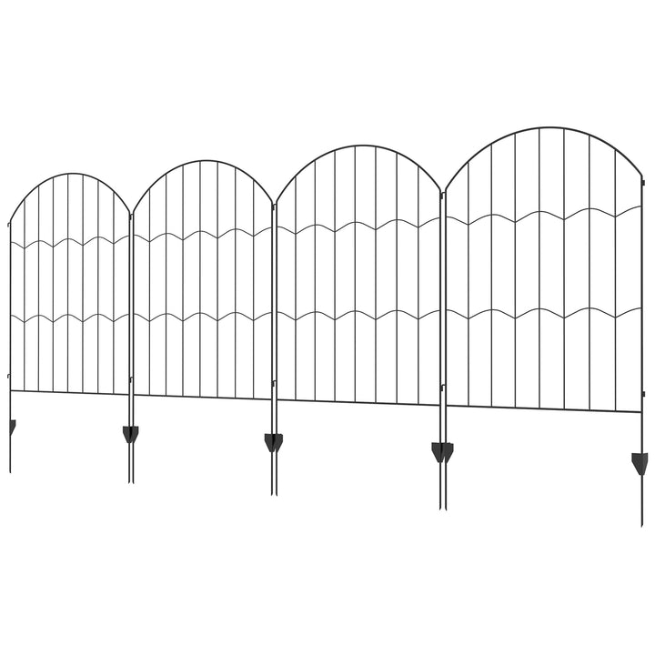 Cerca de Jardim com 4 Painéis de 88x110 cm Cercas Decorativas de Exterior de Aço com Desenho de Grades e Ângulo Ajustável para Pátio Preto