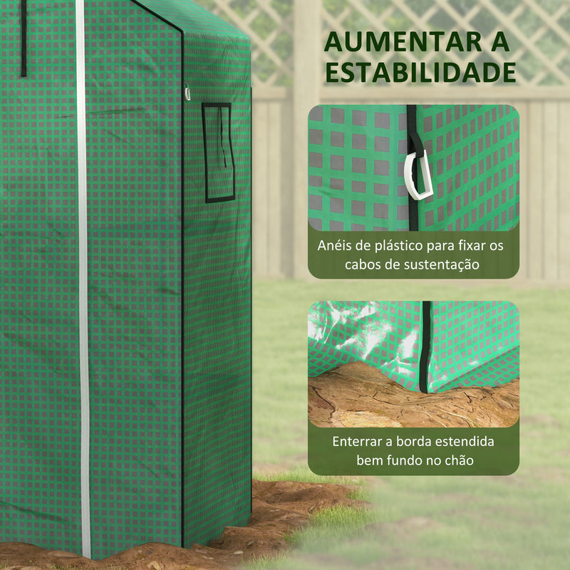 Cobertura para Estufa 140x73x190 cm Cobertura de Substituição para Estufa com Janela, Porta com Fecho Éclair, Anti-UV, Proteção de Plantas para Jardim, Verde