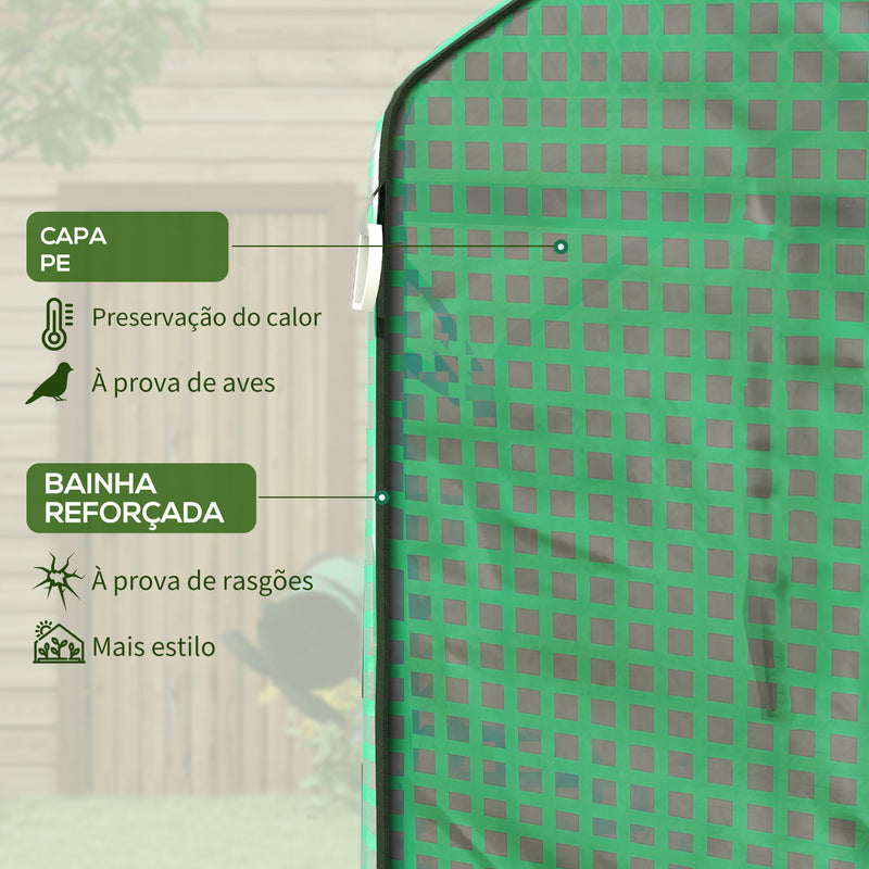 Cobertura para Estufa 140x73x190 cm Cobertura de Substituição para Estufa com Janela, Porta com Fecho Éclair, Anti-UV, Proteção de Plantas para Jardim, Verde