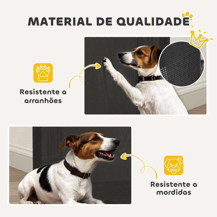 Barreira para Cães Retrátil 0-144 cm Barreira para Cães Pequenos Extensível Barreira de Segurança para Animais de Estimação com Fecho para Escadas Portas Corredores Preto