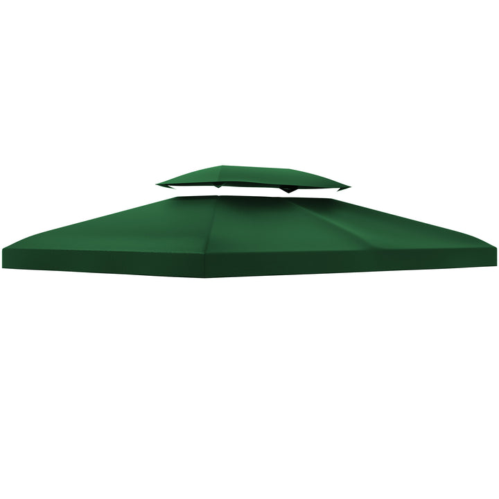 Toldo de Substituição 4x3m para Pérgola de Jardim 2 Níveis Respirável com 10 Orifícios de Drenagem Cobertura de Substituição de Pérgola Exterior Verde