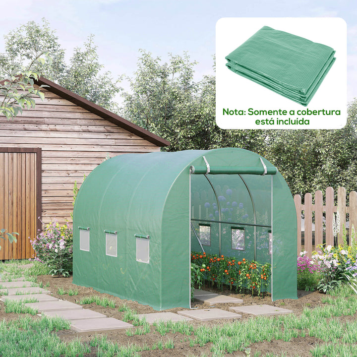 Cobertura de Estufa com 6 Janelas e Porta para Jardim Anti-UV PE 300x200x200 cm Verde