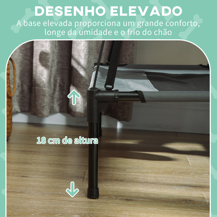 PawHut Cama elevada para animais de estimação com toldo Portátil e removível tecido respirável 92x76x90 cm cinza