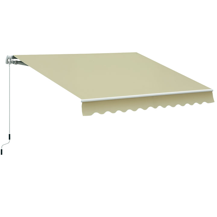 Toldo Manual Dobrável de Alumínio Toldo para Varanda com Ângulo Ajustável e Manivela para Exterior Jardim 295x250 cm Bege