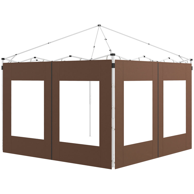 Paredes Laterais para Tenda de 2 Painéis 295x195 cm Paredes Laterais de Substituição em Tecido Oxford com 2 Janelas para Tendas de 6x3 m 3x3 m Marróm