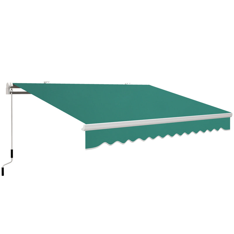 Toldo Manual 395x245 cm Toldo de Varanda Pátio com Manivela de Alumínio e Tecido de Poliéster 280 g/m² Verde