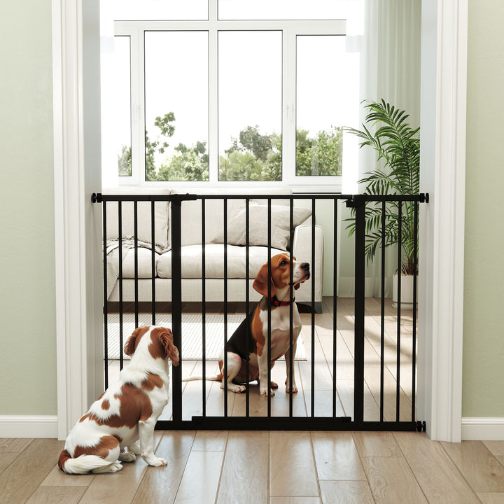 Barreira de Segurança para Animais de Estimação Extensível para Escadas e Portas Barreira de Segurança para Cães 76-107x76 cm Preto