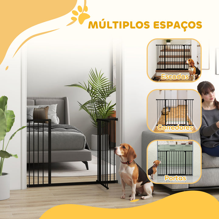 Barreira de Segurança para Animais de Estimação Extensível para Escadas e Portas Barreira de Segurança para Cães 76-107x76 cm Preto