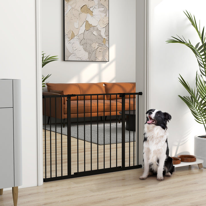 Barreira de Segurança para Animais de Estimação Extensível para Escadas e Portas Barreira de Segurança para Cães 76-107x76 cm Preto