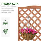 Floreira com Treliça de Madeira Caixa de Plantio com Suporte para Plantas Trepadeiras para Cultivo de Plantas Flores Terraço Jardim Exterior 70x28x117 cm Madeira