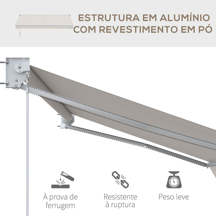 Toldo Manual Retrátil com Manivela 200x250 cm Toldo de Parede com Proteção Solar UV50+ e Estrutura de Alumínio para Jardim Varanda Exterior Creme