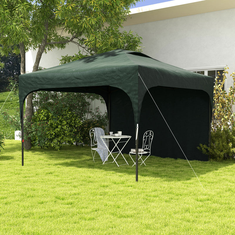 Tenda Dobrável 3x3m com Altura Ajustável Tenda de Jardim com 1 Parede Lateral Teto com Ventilação 4 Sacos de Areia e Bolsa de Transporte para Campismo Festas Verde