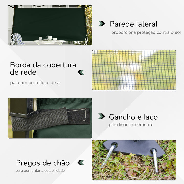 Tenda Dobrável 220x220x200 cm Tenda Dobrável com 1 Parede Lateral Bolsa de Transporte Impermeável e Proteção UV50+ para Jardim Pátio Verde