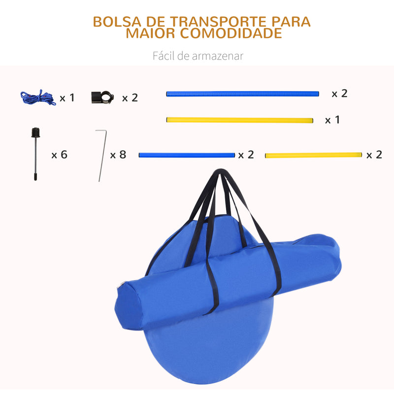 Conjunto de Treino de Agilidade para Cães Obstáculos de Salto para Cães com Altura Ajustável Túnel e Bolsa de Transporte Azul e Amarelo