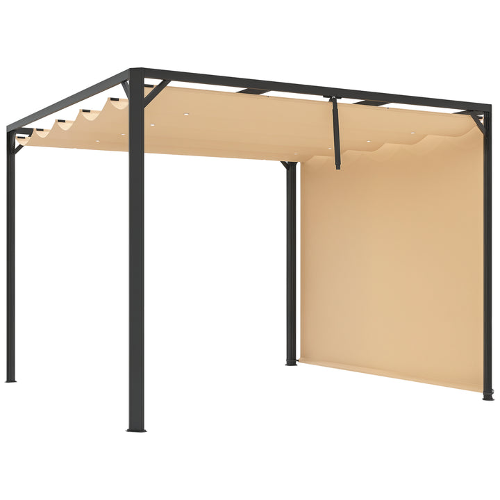 Pérgola com Teto Retrátil Pérgola de Alumínio 3x3 m Pérgola com Cortina Enrolável Proteção UV30+ para Jardim Terraço Exterior Caqui