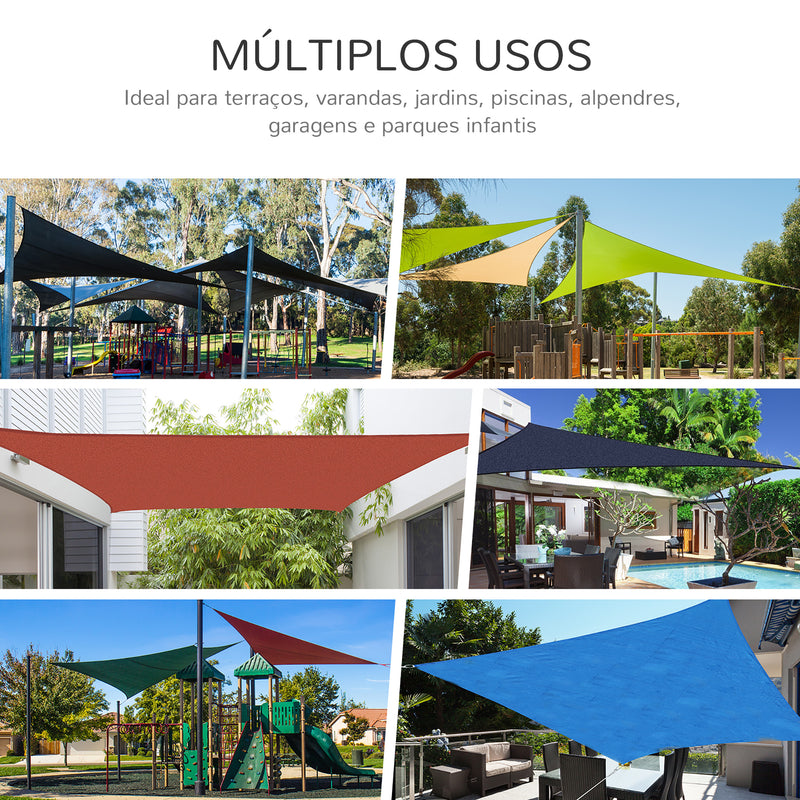 Vela de Sombra Quadrado 3x3 m Toldo Vela de Poliéster com Proteção UV Aneis em Forma de D e Cordas para Jardim Pátio Piscina Creme