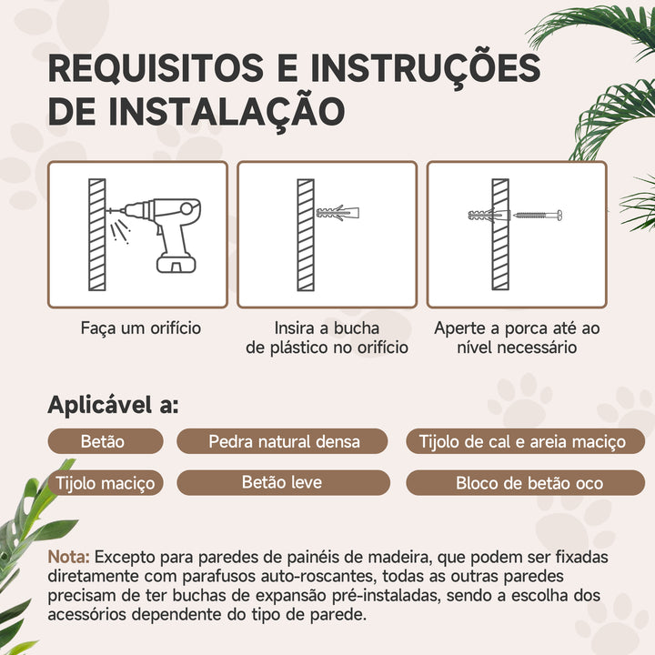 Conjunto de Prateleiras de Escalada para Gatos de 4 Peças Arranhador de Parede com 2 Postes de Sisal Plataforma Dupla com Escada e Plataforma para Saltar Cinzento