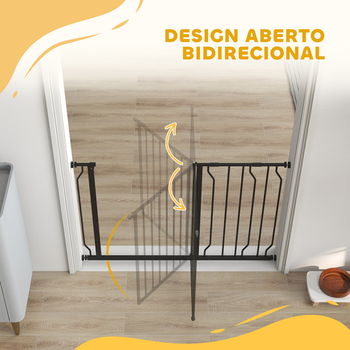 Barreira de Segurança para Cães Extensível para Escadas e Portas 75-115 cm com 2 Extensões e 10-20 cm Montagem a Pressão Aço Altura 76 cm Preto