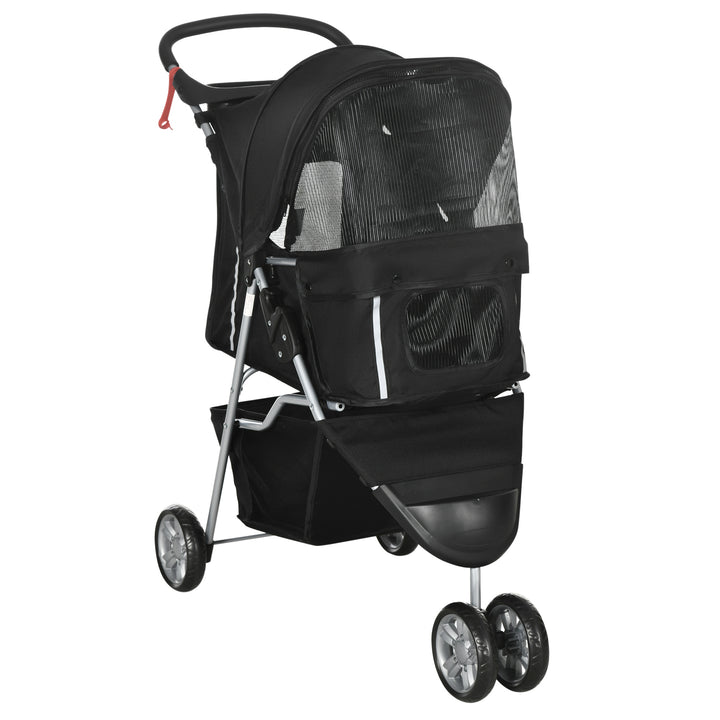 Carrinho para Animais de Estimação Dobrável Carrinho para Cães e Gatos com Rodas Giratórias Cesto e Suporte para Copos 75x45x97 cm Preto