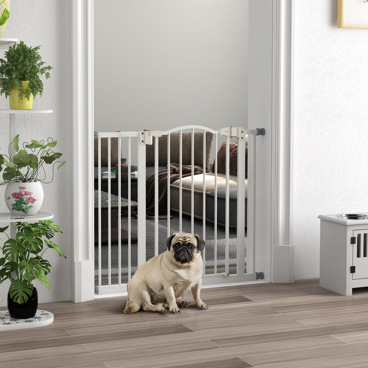 Barreira de Segurança para Cães Barreira com Largura Ajustável 74-94 cm Barreira para Cães com Extensão para Escadas e Portas Branco