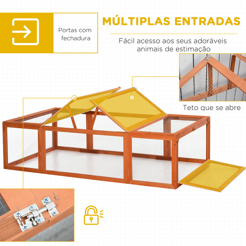 Coelheira de Exterior de Madeira 180x90x48 cm Gaiola para Coelhos Casa para Pequenos Animais com 3 Portas Madeira