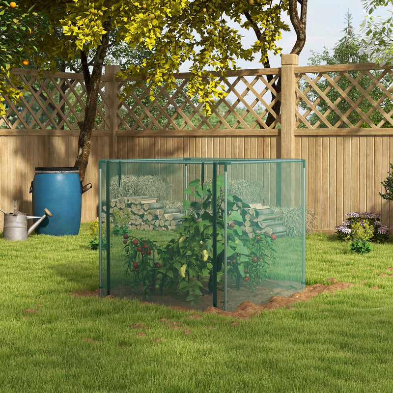 Proteção para Cultivo Estufa de Proteção com Suportes de Aço Porta com Fecho de Correr para Proteger as Plantas Flores em Pátio Jardim Terraço 120x120x10 cm Verde