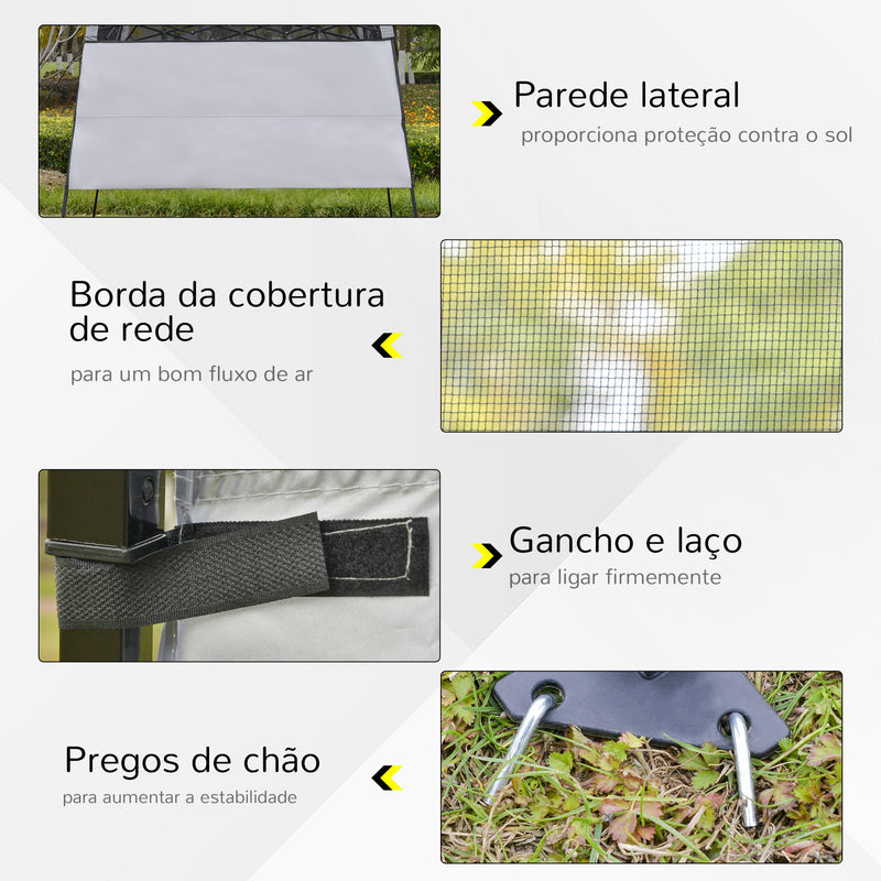 Tenda Dobrável 220x220x200 cm Tenda Dobrável com 1 Parede Lateral Bolsa de Transporte Impermeável e Proteção UV50+ para Jardim Pátio Branco