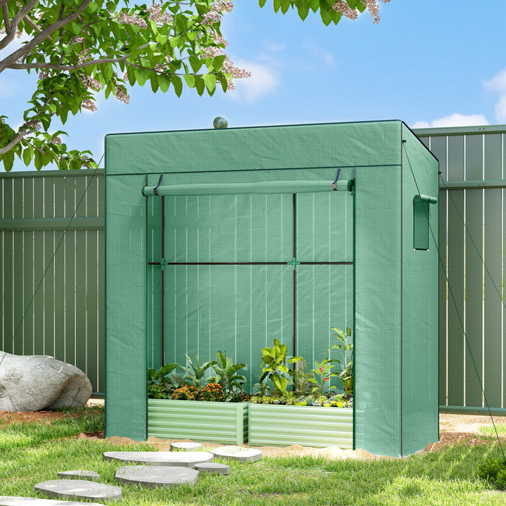 Estufa Pequena Estufa de Exterior com Janelas de Malha e Porta com Fecho de Correr Estufa para Cultivar Plantas e Flores 196x77x197 cm Verde