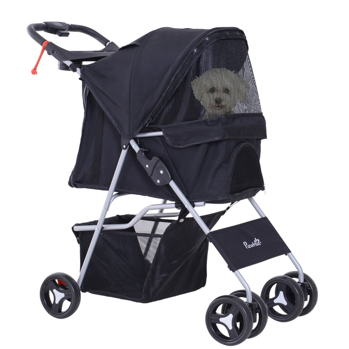 Carrinho dobrável para animais de estimação 84x48x95cm Rodas para carrinho de gato para cão Girar 360º com freio