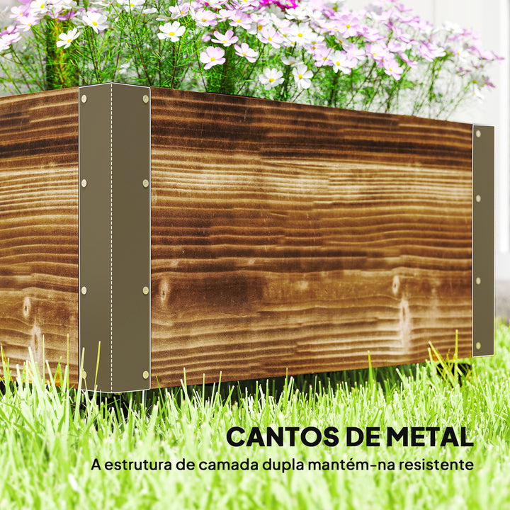 Floreira Exterior de Madeira Floreira com Treliça para Plantas Trepadeiras Tecido não Tecido Rodas e Cantos Metálicos de Dupla Camada para Pátio Varanda 65x31x147 cm Madeira