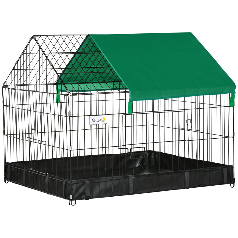 Gaiola para Animais Pequenos Parque para Animais de Estimação com 2 Portas Base com Tecido Oxford Impermeável e Toldo para Interior e Exterior 90x75x75 cm Preto e Verde