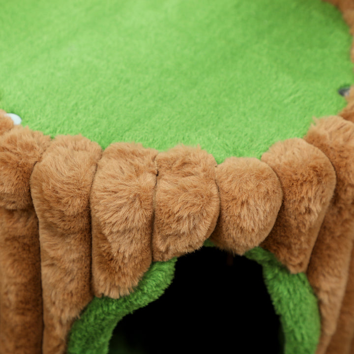 Arranhador para Gatos 53 cm Design de Tronco Torre Escaladora com Cama Caverna Poste de Juta Bolas Penduradas Castanho e Verde