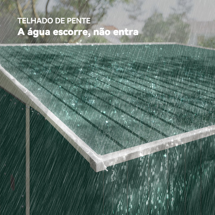 Abrigo de Jardim 280x345x201 cm 8,9 m² Abrigo de Exterior de Aço para Armazenamento de Ferramentas com Portas e 2 Janelas Verde