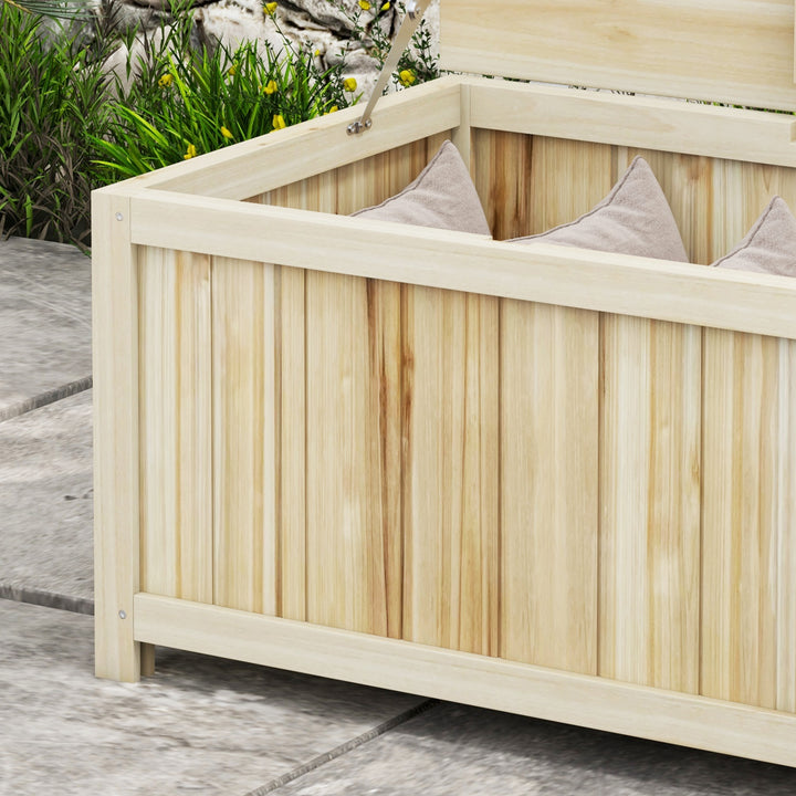 Baú de Armazenamento Exterior em Madeira 172 L Baú de Jardim com Tampa Articulada Resistente às Intempéries para Jardim Terraço Pátio 120x55x45 cm Madeira