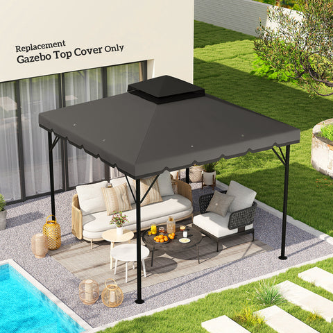 Teto de Substituição para Pérgola 3x3 m Cobertura com Teto Duplo 8 Orifícios de Drenagem e Proteção UPF 30+ APENAS Toldo de Substituição Cinzento Claro