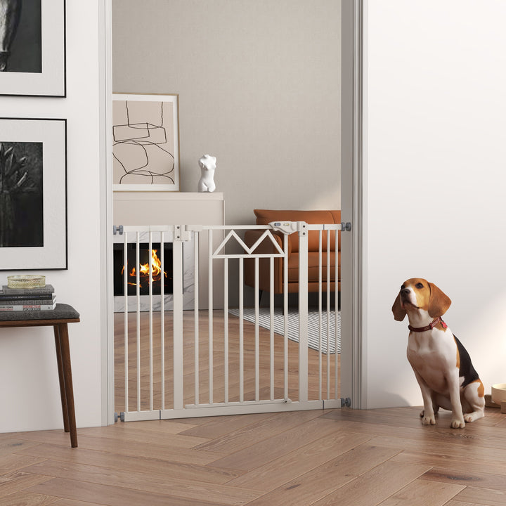 Barreira de Segurança Extensível Barreira para Animais de Estimação com Fecho Automático e Sistema de Duplo Bloqueio para Porta Corredor Escada 74-100x76 cm Branco