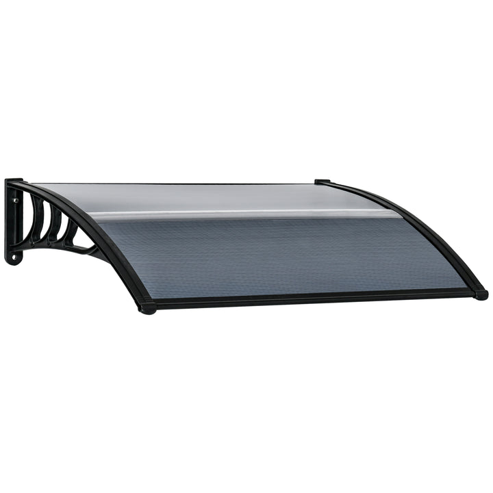 Marquise para Portas e Janelas 100x75x23 cm Marquise de Proteção contra Sol e Chuva com Cobertura de Policarbonato Preto