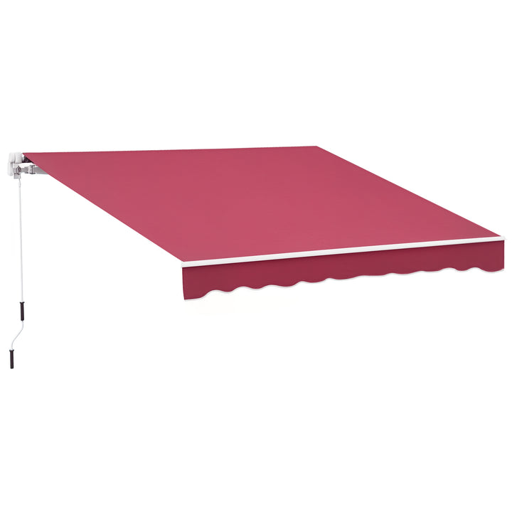 Toldo Manual 395x245 cm Toldo de Varanda Pátio com Manivela de Alumínio e Tecido de Poliéster 280 g/m² Vinho