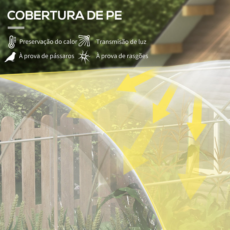 Estufa de Túnel 4x3x2 m Estufa de Jardim com 2 Portas Estufa para Horticultura com Teto Arredondado para Cultivo de Plantas e Flores Transparente