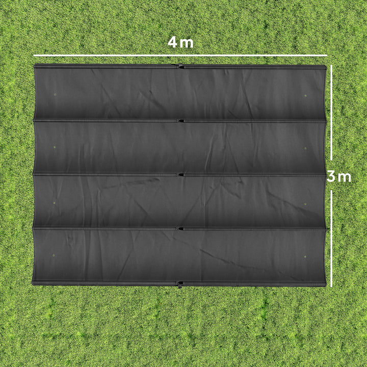 Telhado para Pérgola 3,92 x 3,5 m Toldo de Reposição Retrátil para Estrutura de Pérgola de 4x3 m, UV30+ Apenas Cobertura de Tecido para Jardim com 8 Orifícios de Drenagem, Cinzento Escuro