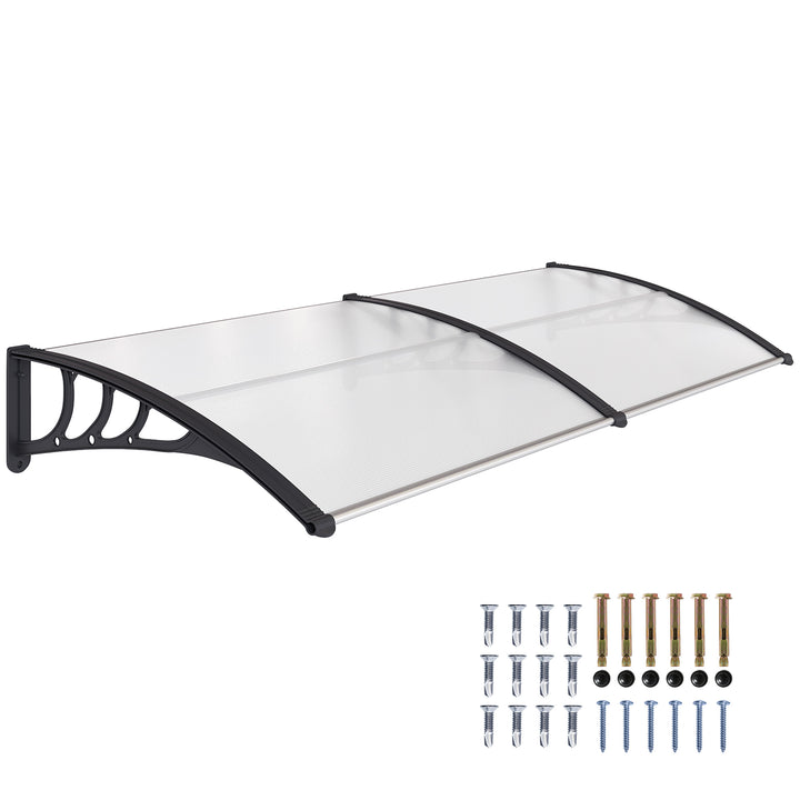 Marquise para Portas e Janelas 195x80cm Marquise com Proteção para Sol e Chuva com Painéis de Policarbonato Transparente