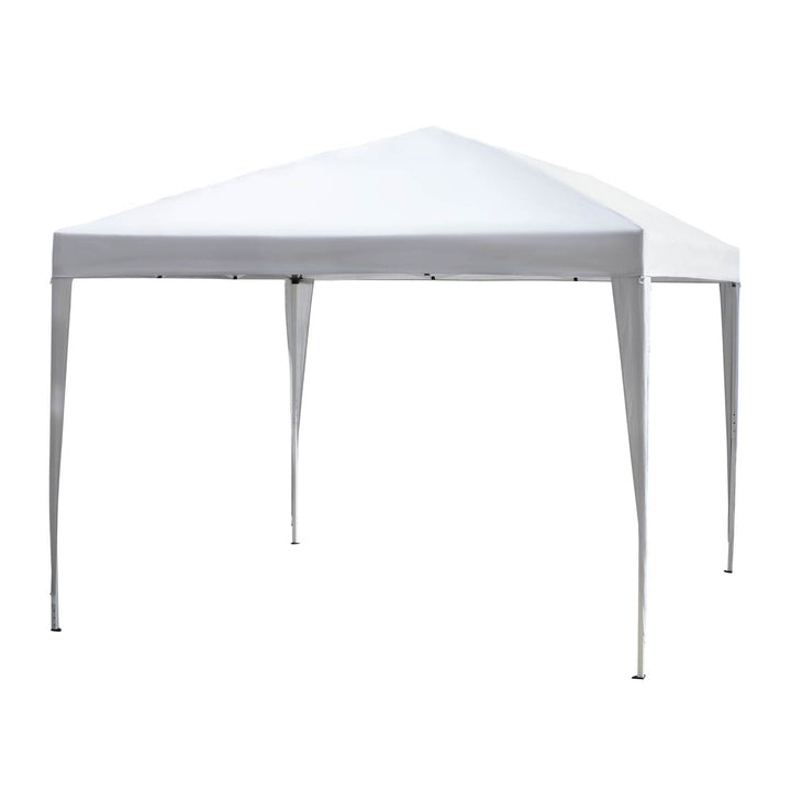 Tenda Dobrável 2,95x2,95 cm com Bolsa de Transporte Altura Ajustável Anti-UV e Impermeável para Terraço Pátio e Praia Branco Prateado