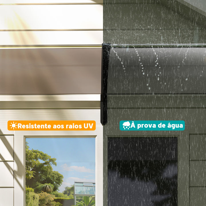 Marquise para Portas e Janelas 195x75x23 cm Marquise com Proteção para Sol e Chuva com Painéis de Policarbonato Marrom