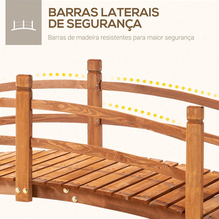 Ponte de Madeira com Corrimão Ponte de Jardim para Decoração para Pátio Carga Máxima 200 kg 185x72x58 cm Madeira