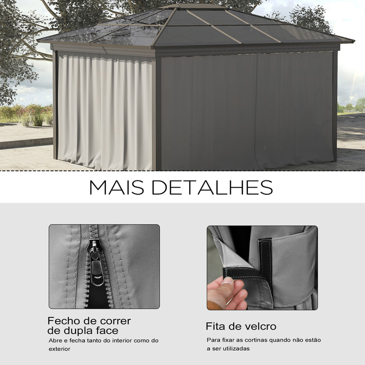 4 Paredes Laterais para Tenda 302x205 cm Laterais para Tenda Universal com Ganchos e Argola em C para Tenda de Jardim Terraço Cinza Claro