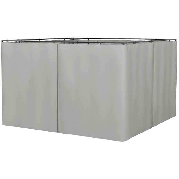 4 Paredes Laterais para Tenda 302x205 cm Laterais para Tenda Universal com Ganchos e Argola em C para Tenda de Jardim Terraço Cinza Claro