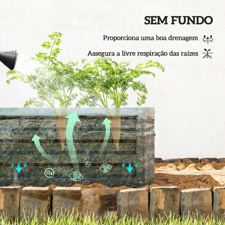 Conjunto de 2 Floreiras Grandes para Exterior em Aço Galvanizado Hortas Urbanas Floreiras Elevadas para Plantas Flores, Terraço Jardim, Resistente às Intempéries 110x50x30 cm Verde