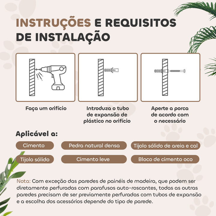 Prateleiras de Escalada para Gatos de Parede Conjunto de Prateleiras para Gatos 4 Peças com Rede Bola Plataformas de Saltar Poste de Sisal e Escada 84,5x19x54 cm Bege